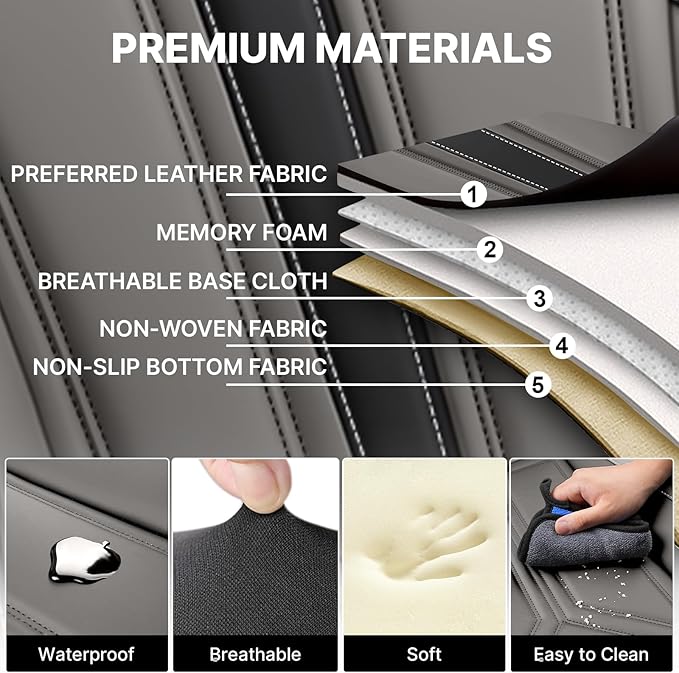 Car Seat Cover for Lexus RX 350 2007-2026,Leather Seat Cover for Car,Breathable Vehicle Cushions Cover Waterproof Protectors Seat Protector, (Full Set,Black&Gray)