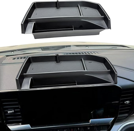 Center Console Dashboard Organizer for 2022-2024 2026 Chevy Silverado/GMC Sierra 1500 Accessories and 24-26 Silverado/Sierra 2500HD/3500HD, Dash Storage Tray (Fits 13.4 Inch Screen Only)