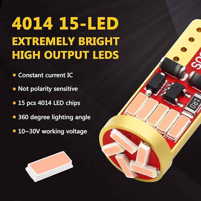 PHINLION 194 LED Bulb Super Bright Purple Pink 4014 Chipsets Wedge 168 2825 175 T10 LED Replacement Bulbs for Car Interior Dome Map Reading Door Courtesy Trunk License Plate Lights