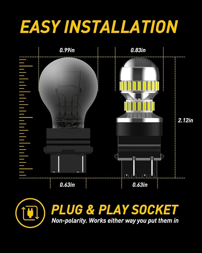 AUXITO 3157 LED Bulb White, Super Bright 3156 3056 3057 4157 3047 4057 3457 4114 LED Bulb for Backup Reverse Tail Brake DRL Signal Parking Lights, Pack of 2