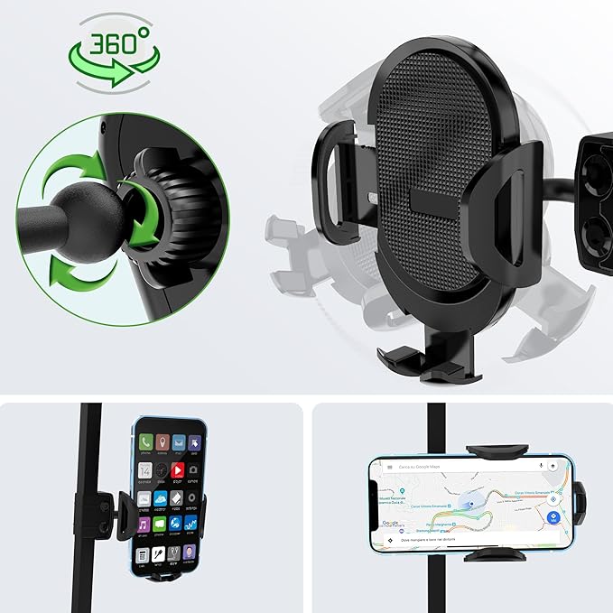 10L0L Golf Cart Phone Holder iPhone Caddy Mount Fits Yamaha EZGO TXT RXV Club Car w/ 0.75"-1.25" Square Tube Stand Bracket