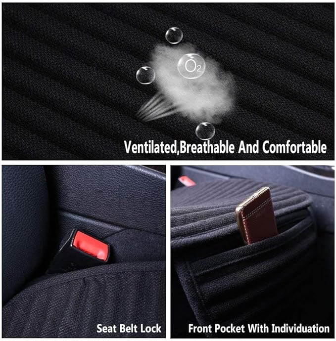 Suninbox Beige Car Seat Covers,Buckwheat Hulls Universal Bottom Seat Cover Front Seats Only,Cloth Tan Driver Car Seat Protector,Car Seat Pads Cushions for Automobiles,Beige