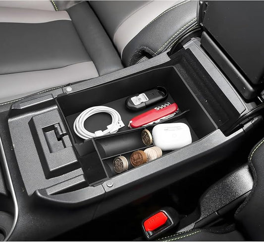 LUWU Outback 2020-2025/Legacy 2020-2025 Accessories Compatible with Subaru Outback/Legacy Center Console Organizer Armrest Console Storage Box Insert Tray ABS Material Black Coin Container (Upper)
