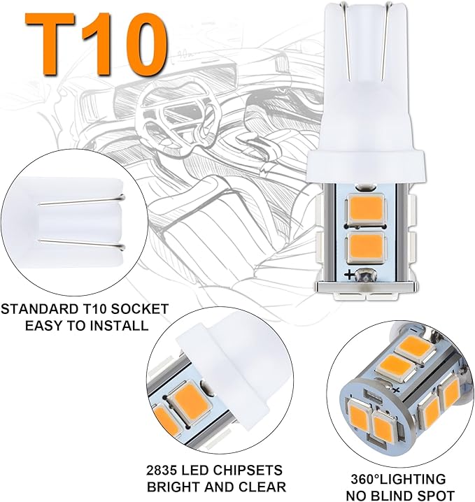 24 Pieces Dome Light LED Car Interior Bulb Kit Set 194 T10 DE3175 578 31mm 42mm Bulbs Interior Replacement Lights for Car Map License Plate Door Side Marker Cornering Trunk Light - Amber