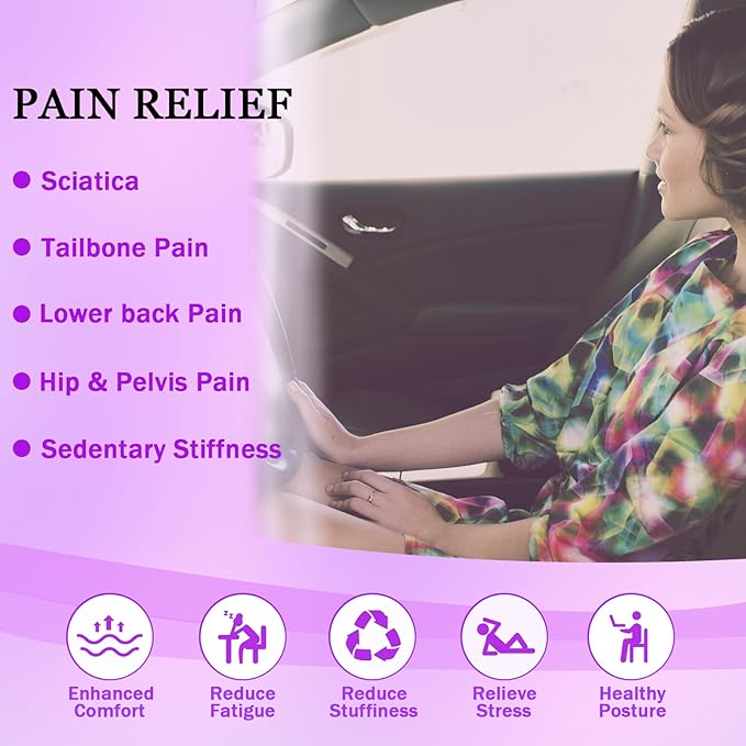 Thin Premium Gel Seat Cushion for Car Seat, Office Chair, Wheelchair, Golf Cart - Non-Slip Car Seat Cushions with 0.7 Inch Gel - Sciatica & Coccyx Pain Relief (Suede, Orange)