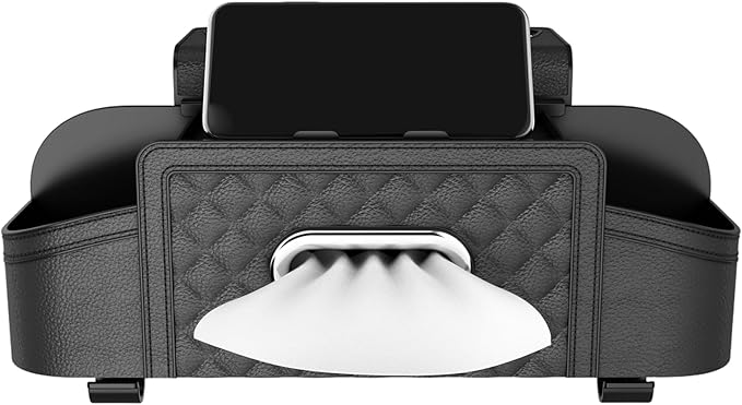 Car Backseat Organizers, Backseat Organizer, 2 Car Cup Holder with Tissue Holder & Hooks Heavy Duty Multifunctional Storage for Most Vehicles