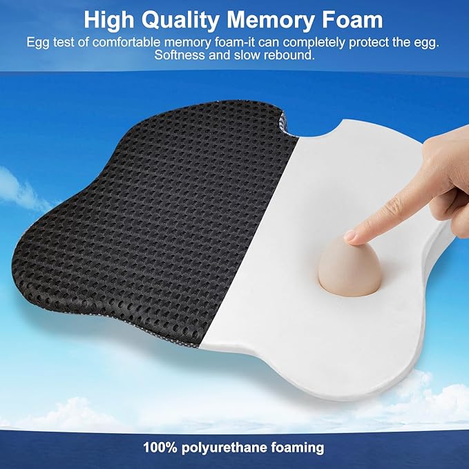 Premium Car Seat Cushion for Enhanced Comfort - 100% Polyurethane Wedge-Shaped Memory Foam Design, Improves Driving Visibility & Relieves Sciatica and Coccyx Pain.