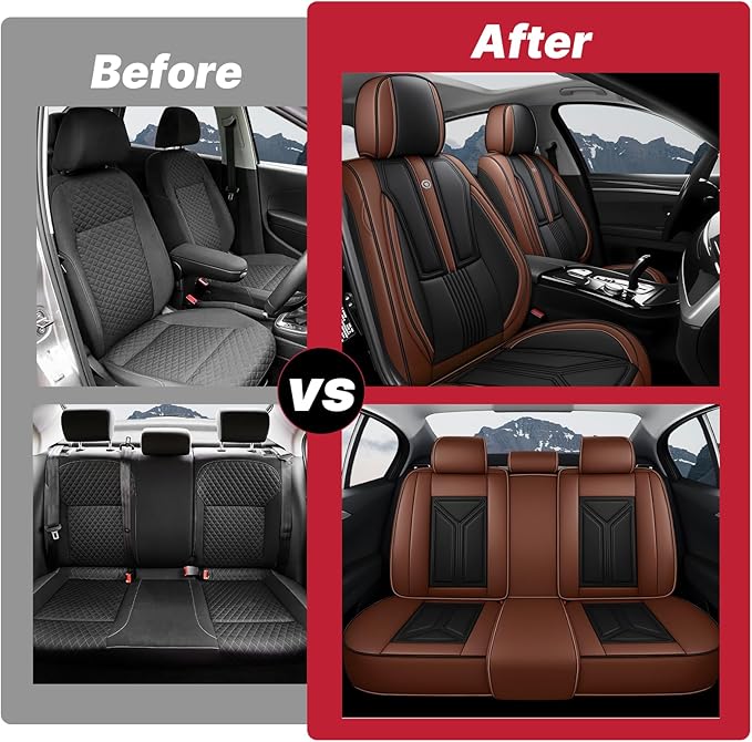 Car Seat Cover for Lexus RX 350 2007-2026,Leather Seat Cover for Car,Breathable Vehicle Cushions Cover Waterproof Protectors Seat Protector, (Full Set,Black&Brown)