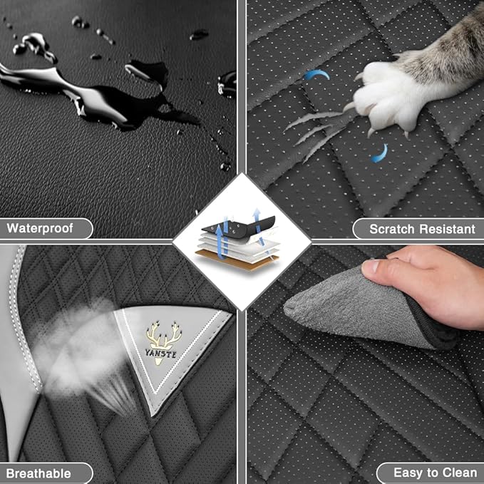 Fit for Dodge Dakota Seat Covers 2000-2011, Nappa Leather, 360° Full Protection, Thick Padding & Memory Foam, Waterproof & Stain-Resistant Car Seat Cover (Full Set,Gray&Black)