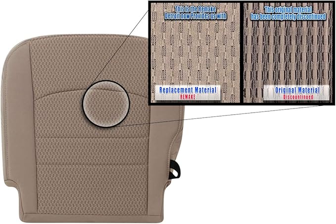 Compatible with 2009-2012 Dodge Ram 1500, 2500, 3500 SLT - Passenger-Side Bottom Cloth Seat Cover - Light Pebble Beige Tan