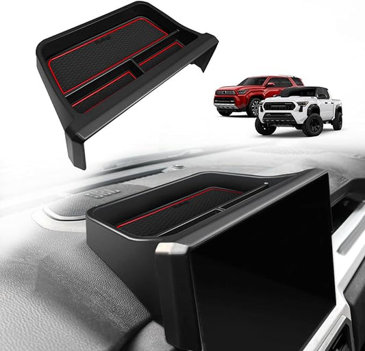 Muslogy Dashboard Storage Box Compatible with 2024-2026 Tacoma & 2025 2026 4Runner Accessories Center Console Organizer w/14-inch Screen for Limited Trailhunter TRD Pro (14 Inch Screen Only) (Red)