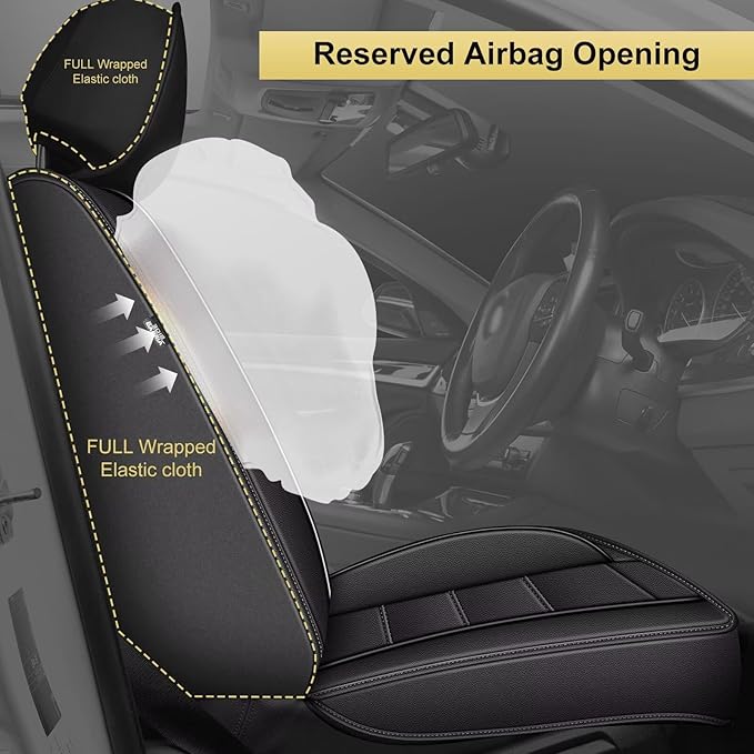 Car Seat Covers 2 Front Seat Fit for Hyundai Accent 2017-2025 2026: Auto Interior Accessories, Waterproof Faux Leather Vehical Car Seat Cushion Covers(Black)