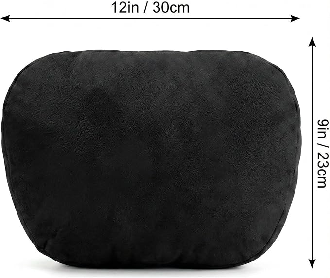 2PCS Car Pillow for Car Neck Pillow for Driving Seat Lumbar Support Soft Cushion with Extra Filling Accessories Back Support for Travel Nap and Trips Sleeping(Black, Head)