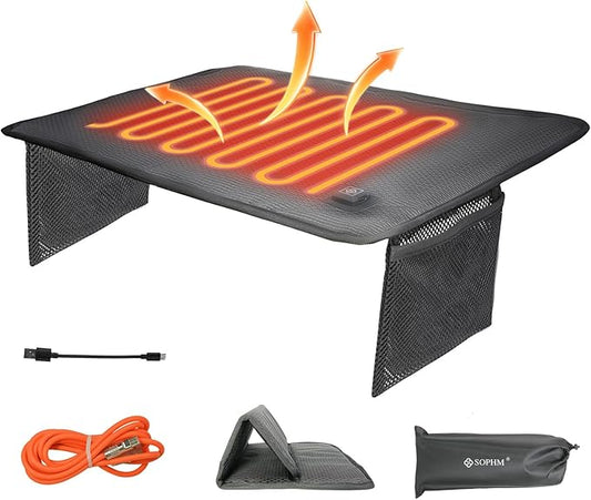 Portable Foldable Heated Stadium Seat Cushion - 3 Heat Settings USB Powered with Detachable XPE Foam for Bleachers, Camping Chairs, Outdoor Events (Power Bank Not Included)