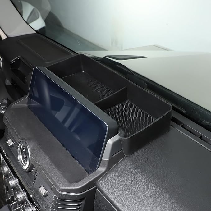 Center Console Dash Organizer for INEOS Grenadier 2020-2025 Accessories, Dashboard Organizer Tray, Navigation Screen Rear Stroage Tray, Dash Panel Insert Behind Screen Silicone Stroage Pallet (Black)