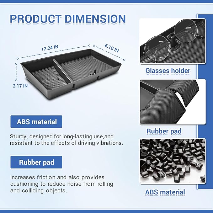 EDBETOS Dashboard Organizer Tray Compatible with 2024-2025 Chevy Trax Interior Accessories Center Console Dash Tray w/Glasses Holder Behind Screen Extra Dash Organizer Storage Box for 11-inch Display