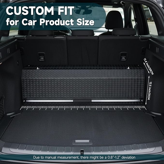 Sturdy Trunk Organizer with Lid, Waterproof Leather Car Storage Organizer with Sturdy Handle, Extra Large Car Organizers and Storage Fits Shopping, Camping, Road Trips (42.12 inch)