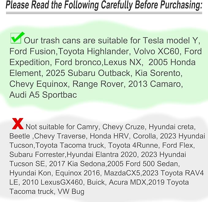 Accmor Car Trash Can with Lid, Mini Auto Dustbin Garbage Organizer Holder 2 Packs, Automotive Storage Container Bin with 60 Pcs Bags for Vehicle, Home, Office