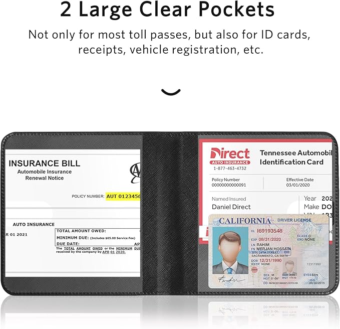 CoBak Car Registration and Insurance Holder - Small and Lightweight Vehicle Glove Box Car Organizer, Auto Truck Comparment Accessories Case for Essential Document, Driver License (Black Cross Texture)