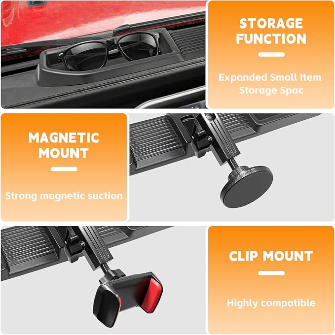 Dashboard Phone Holder Compatible with 2024-2025 Jeep Wrangler JL JLU&Gladiator JT Center Console Organizer Dashboard Phone Multi-Mount Kit for Wrangler 4X4 Accessories(JL/JT 4X4 2024-2025)