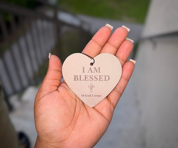 Inspirational Luxury Car Air Freshener & Keychain Bundle – 6-Piece “Essentials by Mery” Collection for Motivation & Positive Energy (I Am Blessed – Lavender)