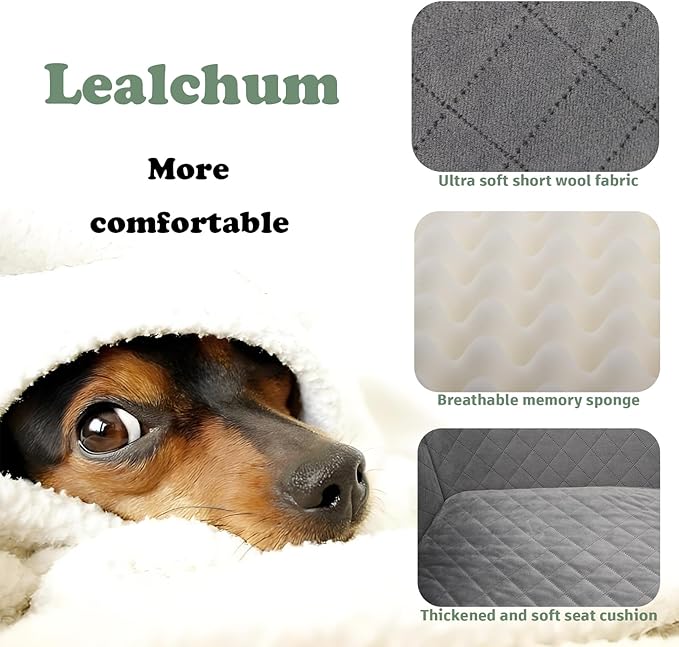 Dog Car Seat for Medium/Large Dogs,2 Clip-On Safety Leashs for 2 Small Dogs,Removable and Washable Comfy Pet Car Seat,Easy to Install and Clean (Beige, Large)