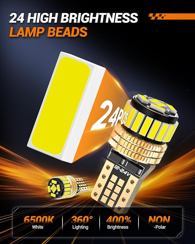 SEALIGHT 194 LED Bulb 6000K White 168 T10 2825 W5W 600% Brightness Wedge Interior Car Bulbs Replacement for License Plate Lights Dome Map Door Courtesy Trunk Parking, 2 PCS