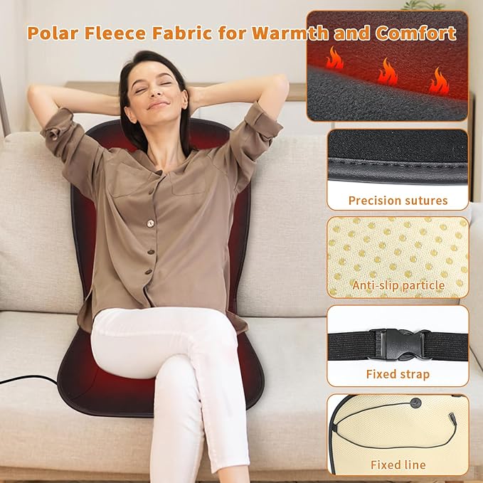 MAXCOM Heated Seat Cushion for Office Chair - Heating Pad for Back, Lumbar, Hip, Thigh with 7 Temp Levels & Auto Shutoff - Warm Gift for Winter