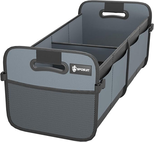 Sposuit Trunk Organizer for Car - 70L Collapsible Car Storage with 11 Pockets & Reinforced Handles, SUV Trunk Organizers for Grocery Cargo(Grey)