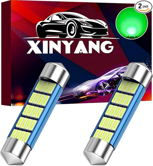 XINYANG 2PCS 578 Festoon LED Car Bulb 41mm 42mm 1.65in 211-2 Led Light Bulb Extremely Bright 20-SMD 4014 Chipsets Canbus Error Free 212-2 LED Lamp for Car Map Dome License Plate Lights,Green