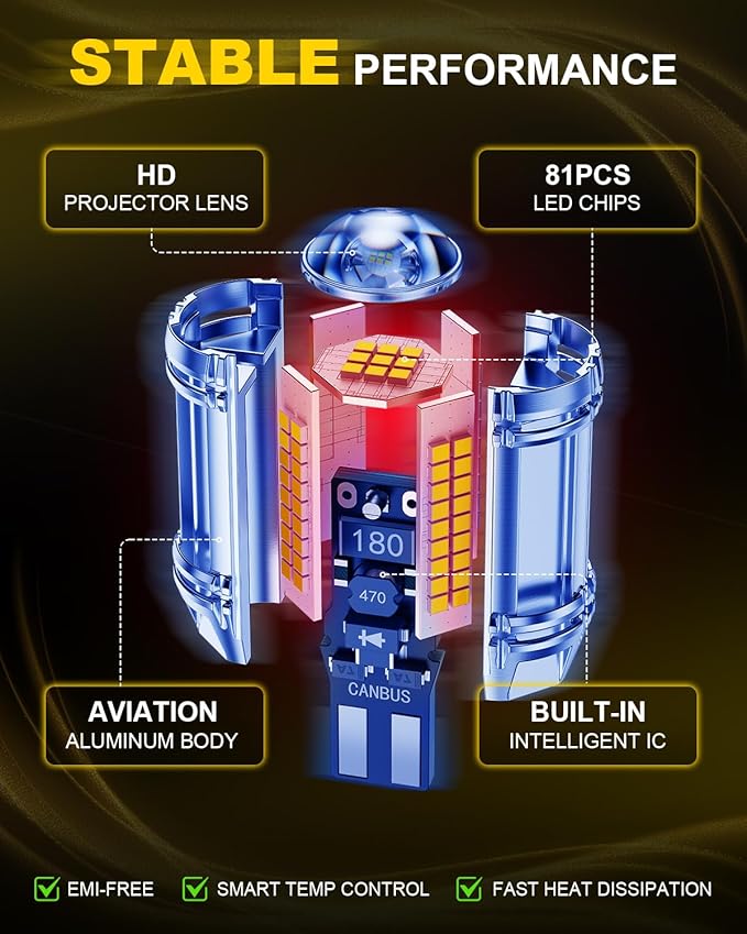 AUXITO 921 LED Bulb Reverse Lights, 600% Super Bright 912 T15 led Backup light, CAN-Bus Error Free 906 922 W16W LED Bulbs for Reverse Back Up Marker Lights, 6000K White