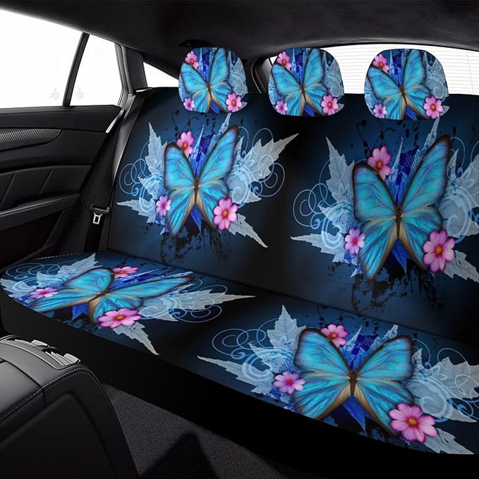 13 Pcs Butterfly Universal Car Seat Covers Full Set, Breathable & Washable Car Seat Covers Full Sets, Fashionable Butterfly Covers for Cars Interior, Universal Fit