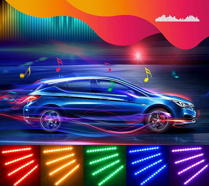 Govee Car LED Lights, Smart Car Interior Lights with App Control, RGB Lights with DIY Mode and Music Mode, 2 Lines Design LED Lights for Cars with Car Charger, 12V