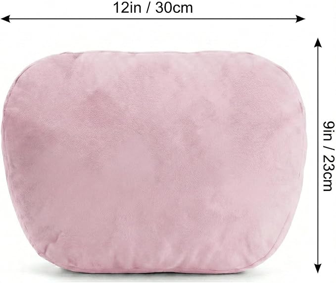 2PCS Car Pillow for Car Neck Pillow for Driving Seat Lumbar Support Soft Cushion with Extra Filling Accessories Back Support for Travel Nap and Trips Sleeping (Light Pink, Head)
