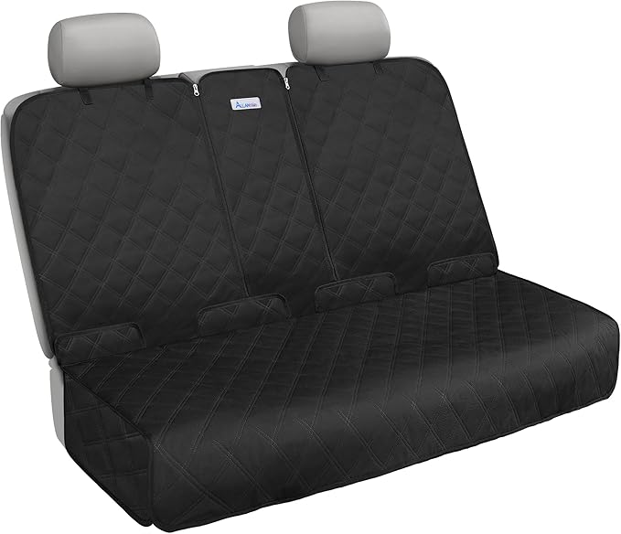 Back Seat Cover - 900D Oxford Waterproof Car Seat Protector, Fits Cars/SUVs/Trucks, Split Bench, Non-Slip, Dog/Kid Proof, Easy Clean(Black)