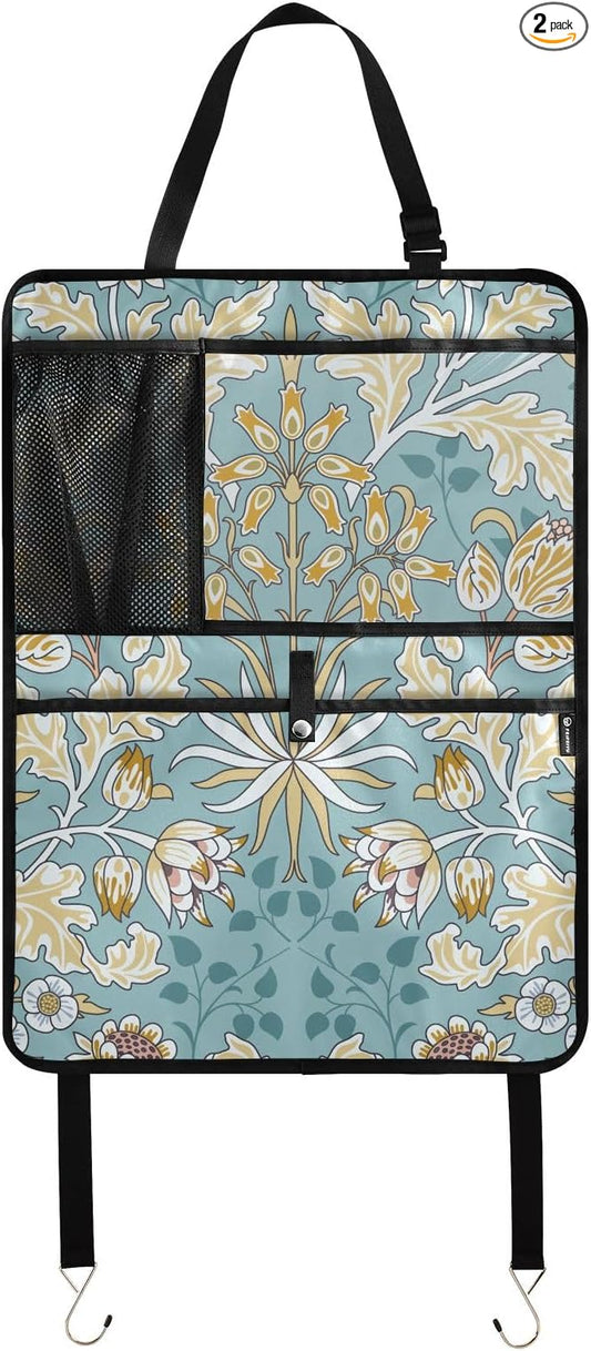 Automotive Seat Back Organizers Car Seat Organizer Waterproof Car Back Storage Kick Mat, Backseat Car Organizer with Pockets,Car Seat Protector Fit All 2Pcs Classic