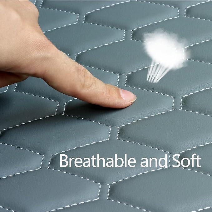 Cusaota 2 Piece Car Seat Covers Protectors for Front Seat Bottoms, Luxury PU Leather Breathable Car Interior Seat Cushion Pad Mat for Auto Supplies (Sedan SUV Truck Jeep Mini Van) (Gray-2PCS)