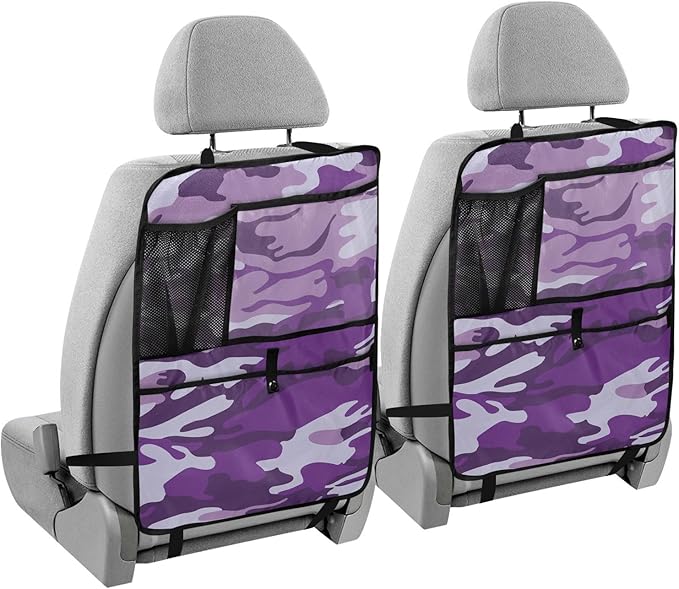 Automotive Seat Back Organizers Car Seat Organizer Waterproof Car Back Storage Kick Mat, Backseat Car Organizer with Pockets,Car Seat Protector Fit All 2Pcs Camouflage