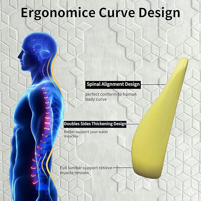 Memory Foam car Lumbar Support Pillow - Memory Foam Back Cushion - Used for car Seats, Office Chairs, recliners, Sofas, etc. (Beige)