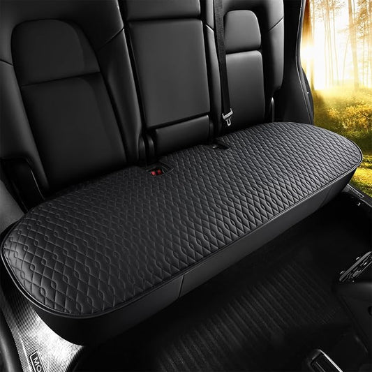 SanQing 2PCS Car Seat Cover Luxury Napa Leather Rear Seat Covers for Tesla Model 3 Car Seat Bottom,Heavy Duty Seat Cushion Protector Without Backrest (Leather Black Rear, Model 3)