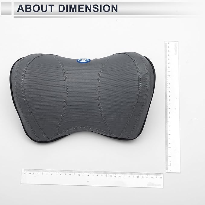 Car Headrest Pillow Ergonomic Comfortable Neck Support Pillow Nappa Leather and Memory Foam Adjustable Width Grey 1 Pc for Driving Travel