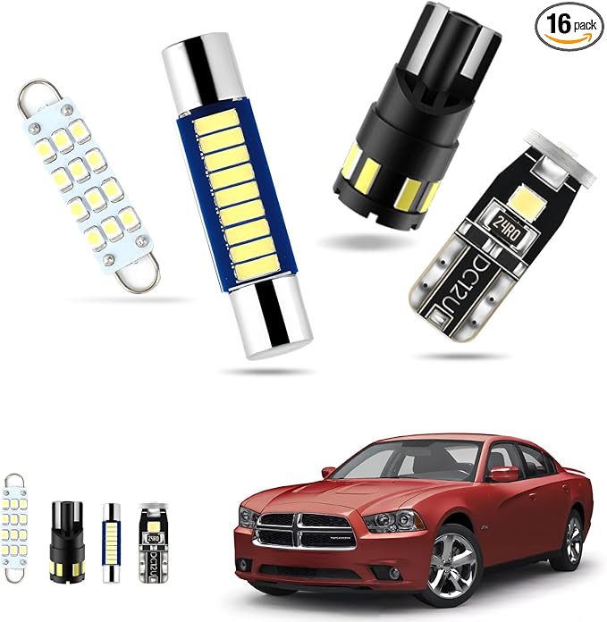 EASY EAGLE LED Interior Car Lights for Dodge-Charger-2011-2021: 16 Piece Kit White LED Light Bulbs - Super Bright 6000K + Install Tool