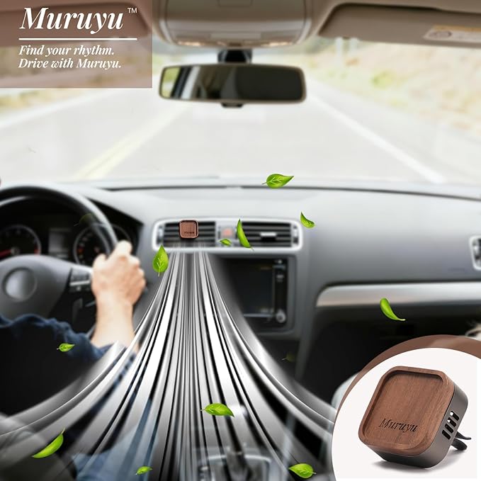 Car Diffuser, Walnut Wood & Zinc Alloy with Magnetic Closure, Refillable DIY Scent Personalization, Elegant Car Air Freshener Vent Clip for Drivers (Essential Oils Sold Separately)