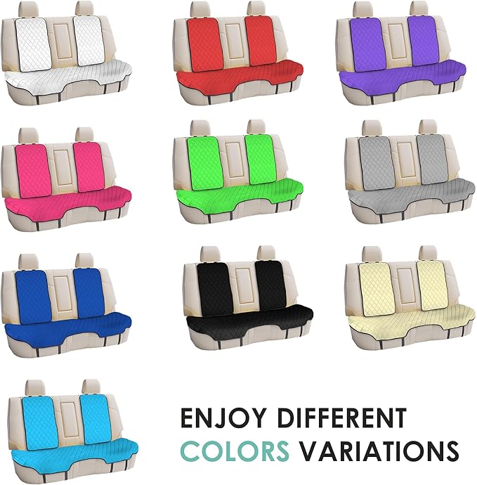 FH Group Car Seat Cushion Neosupreme Automotive Seat Cushions - Universal Fit, Rear Car Seat Cushion, Car Seat Cushions With Non-Slip Silicone Backing for SUV, Sedan, Van Rear Set Beige