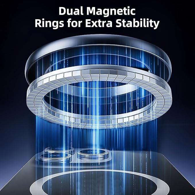 Car Phone Holder with Magnetic Ring Vacuum Magnetic 360° Adjustable Portable Magsafe Spherical Phone Mount for Car Home Gym Office Compatible All Smartphones (Silvery)