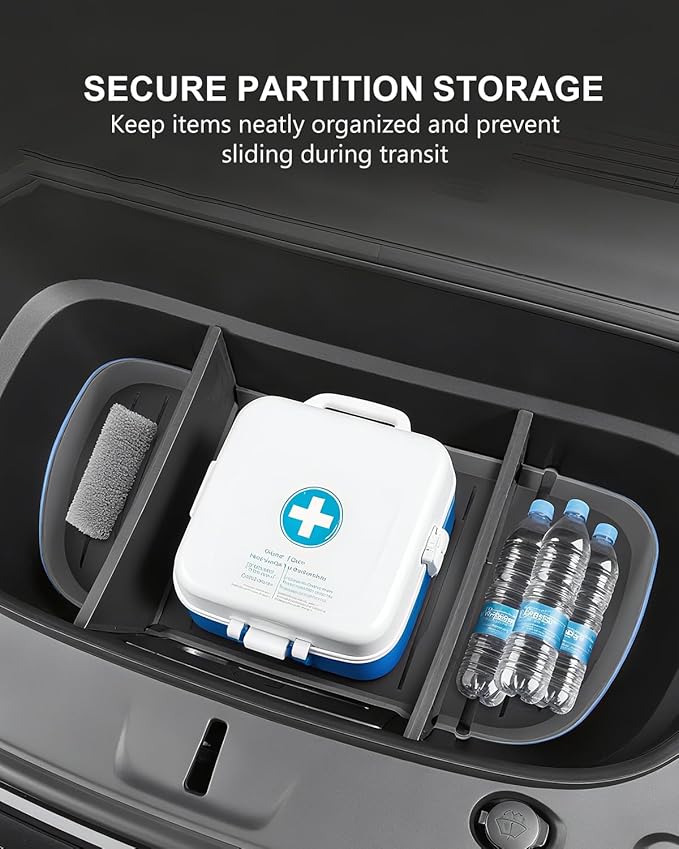 2PCS Front Trunk Partition for Tesla Model Y Juniper 2025 2026 Frunk Partition Tpe Front Trunk Organizer Dividers Model Y Accessories for Supermarket Daily Travel Goods Storage Separation