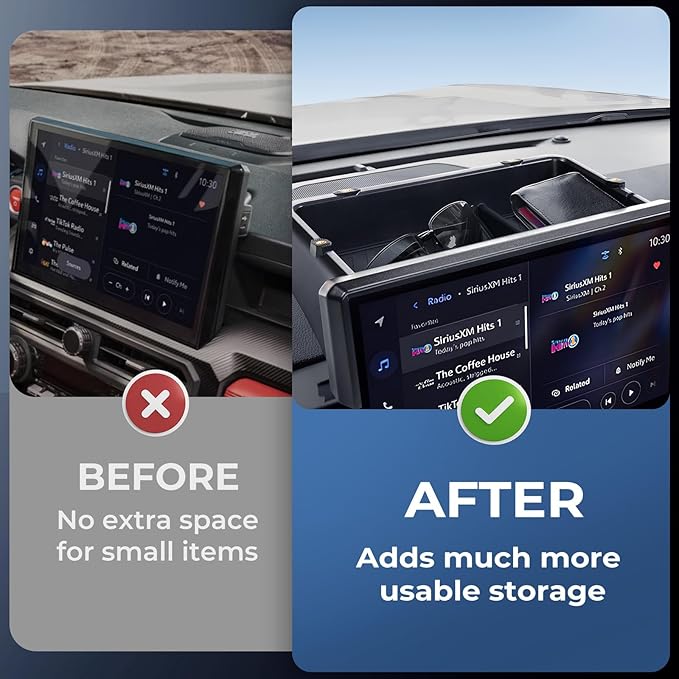 Dashboard Storage Tray Dash Organizer for Toyota Tacoma 2026 2025 2024 & 4Runner 2026 2025 (Only for 14 inch Screen), Interior Accessories Center Console Organizer Storage Tray, Black