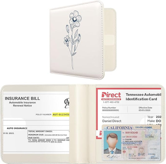 CoBak Car Registration and Insurance Holder - Vehicle Glove Box Car Organizer, Auto Truck Comparment Accessories Case for Essential Document, Driver License, Cards (Orchid)