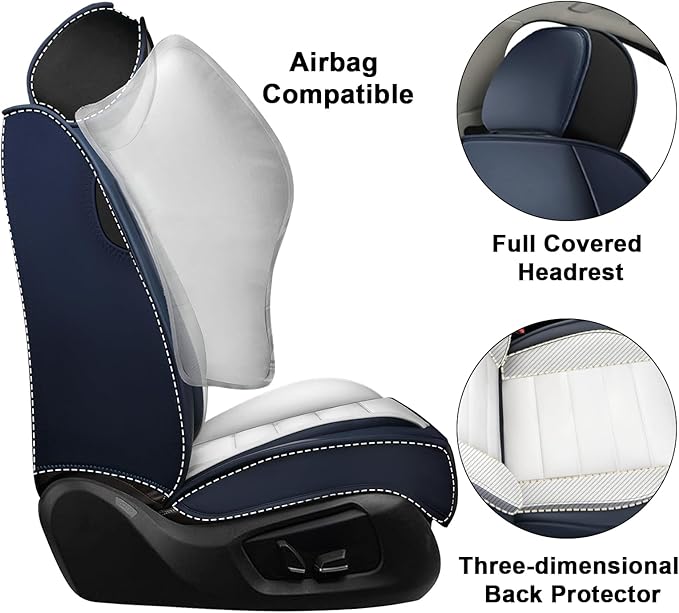 5 Seat Covers for Chrysler Pacifica 2004-2026 Breathable Car Seat Covers,Anti-Slip Waterproof Car Seat Protectors with Airbag,Automotive Vehicle Cushion with Storage Pockets (Standard,Blue)