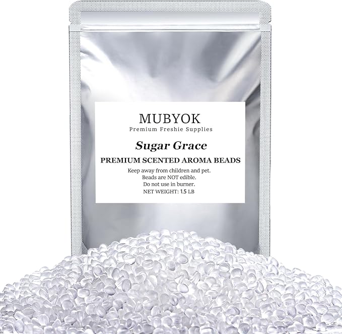 MUBYOK 1.5LB Sugar Grace Premium Scented Aroma Beads for Making Car Freshies Supplies PreScented Beads for Car Air Freshener Sachets Long-Lasing Scent